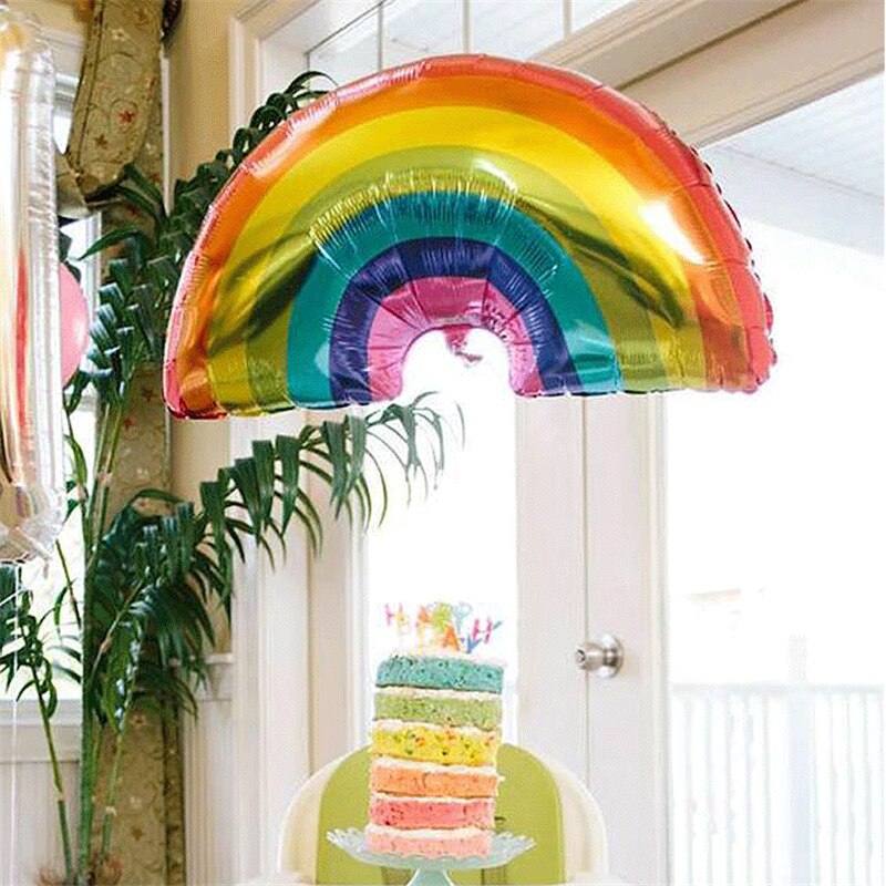 60x90cm Regenbogen Luftballons Bunte SchöNe Karikatur Regenbogen Folie Ballons für freundlicher Geburtstag Sommer Party Dekorationen Lieferungen