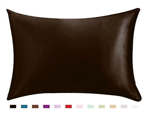 100%  silkeslent satin hår skönhet örngott, standard/queen 1pc: Choklad / Us queen (20 x 30 tum)