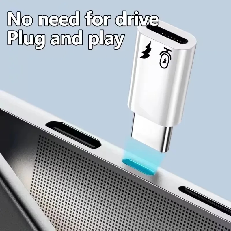 Adaptador OTG tipo C a convertidor Lightning para Apple 16 15, adaptador de transferencia de datos de micrófono Android portátil con cerradura, 2/1 Uds.