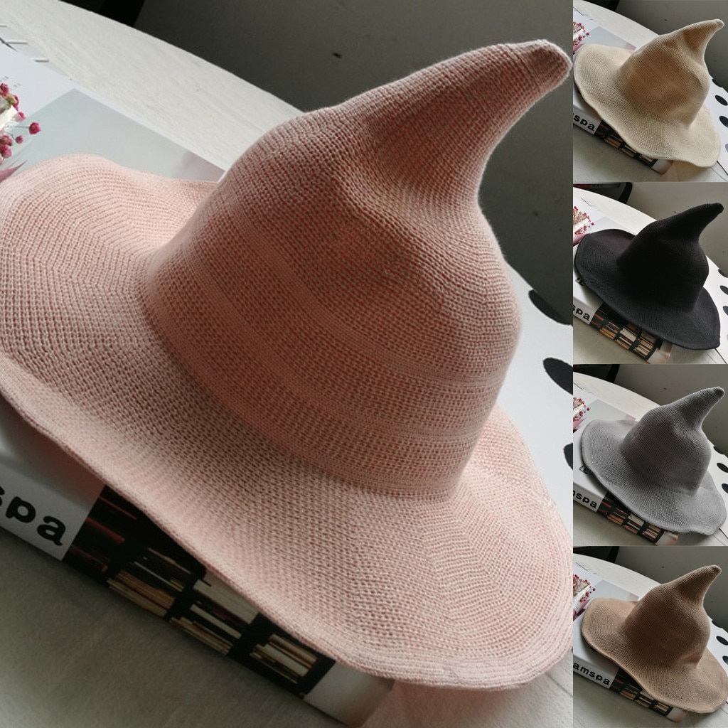 Women Witcher Foldable Wide Breathable Anti-sunburn Bucket Funny Hat Cap Witch Spire Wide Brim Cotton Wizard Pot Hat#T2