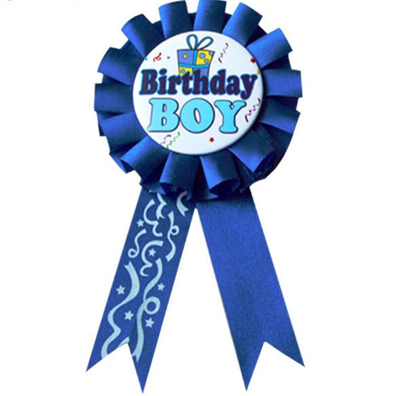Children Pink Blue Boy Girl Birthday Award Badge Baby Shower Favor Pin On Ribbon Badge Kids Birthday Party DIY Decorations