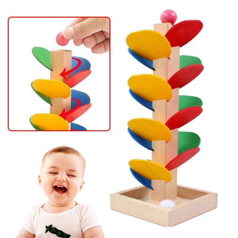 Baby DIY Wooden Toys Puzzle Blocks Ball Run Track Assembly Games 0-12 Months Infant Montessori Toys Educational Toy Kids
