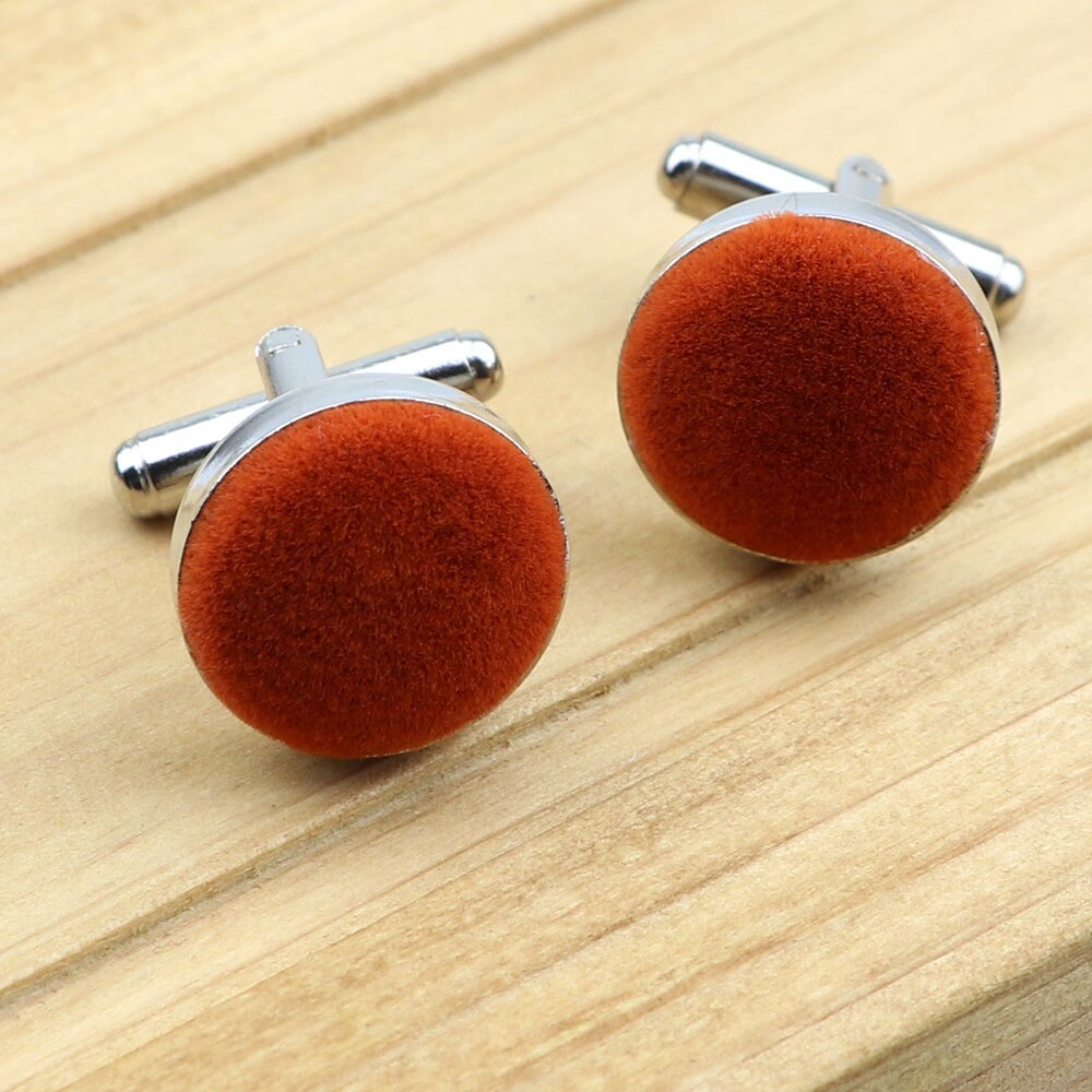 Boutons de manchette de chemise pour hommes, bijoux ronds en daim doux, à la , pour affaires, fête de mariage, accessoires pour hommes, de: 15