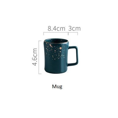 Juego de vajilla de cerámica nórdica de alta , juego de cuencos, platos, sopas, estilo moderno, Retro, Verde: mug
