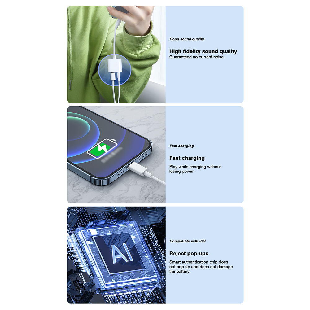 Byscoon Audio OTG Adapter do iPhone 14 13 12 11 Pro Max Aux Jack Słuchawki 3,5 mm do gniazda słuchawkowego Ładowarka Rozgałęźnik Konwerter