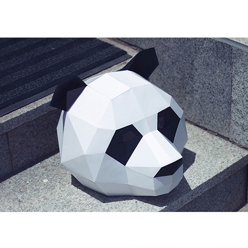 Panda Paper Model Art Sculpture Home Decor Hallway Party Wall Decorations Papercraft 3D DIY Puzzles Hand Made Toys Prop: Red