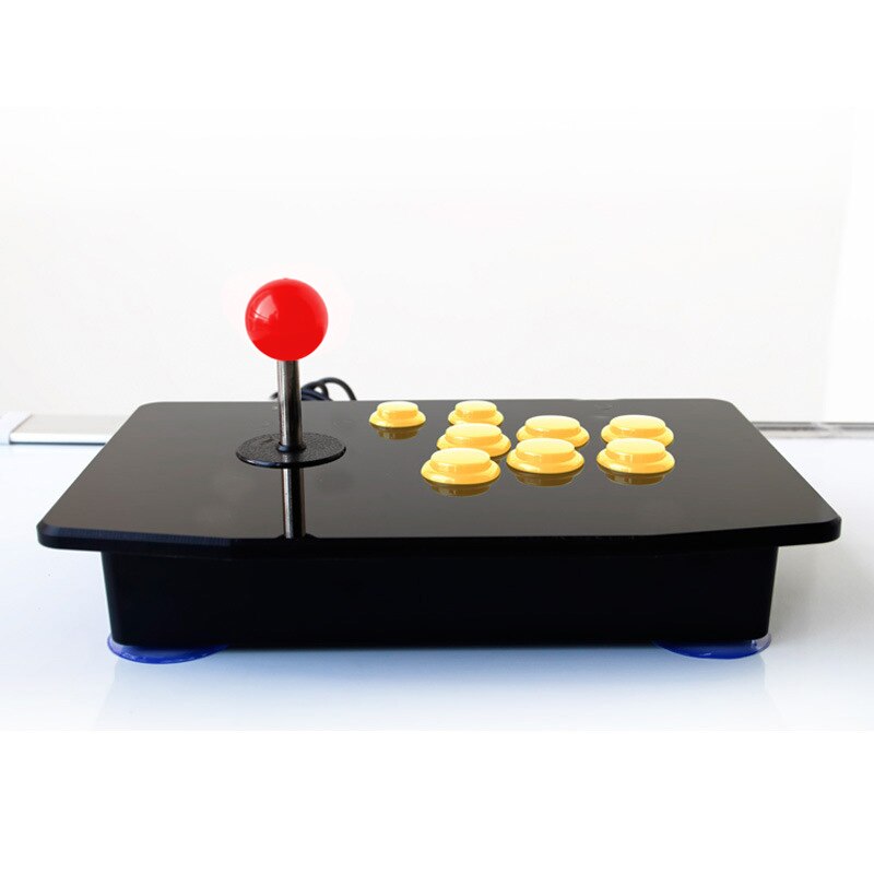 Acryl Nul Vertraging Arcade Fighting Stick Usb Bedrade Computer Gaming Joystick Game Rocker Controller Met 8 Knoppen Voor Pc Desktop: Geel