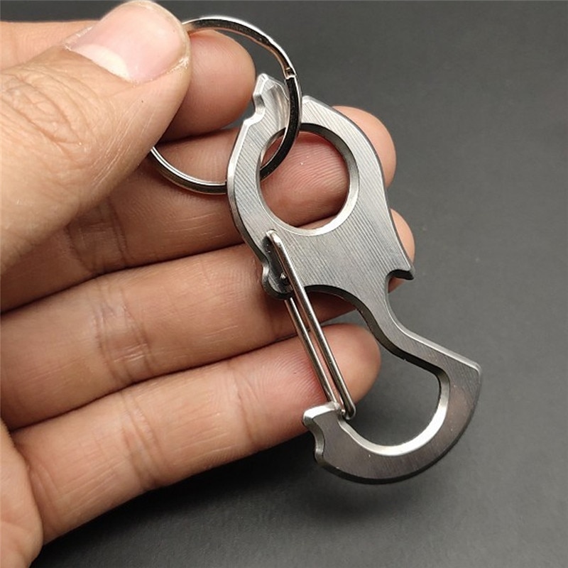 Stainless Steel Mountaineering Key Buckle Key Chain Car Key Ring Carabiner Clip Bottle Opener Tool Camping Climbing accessories