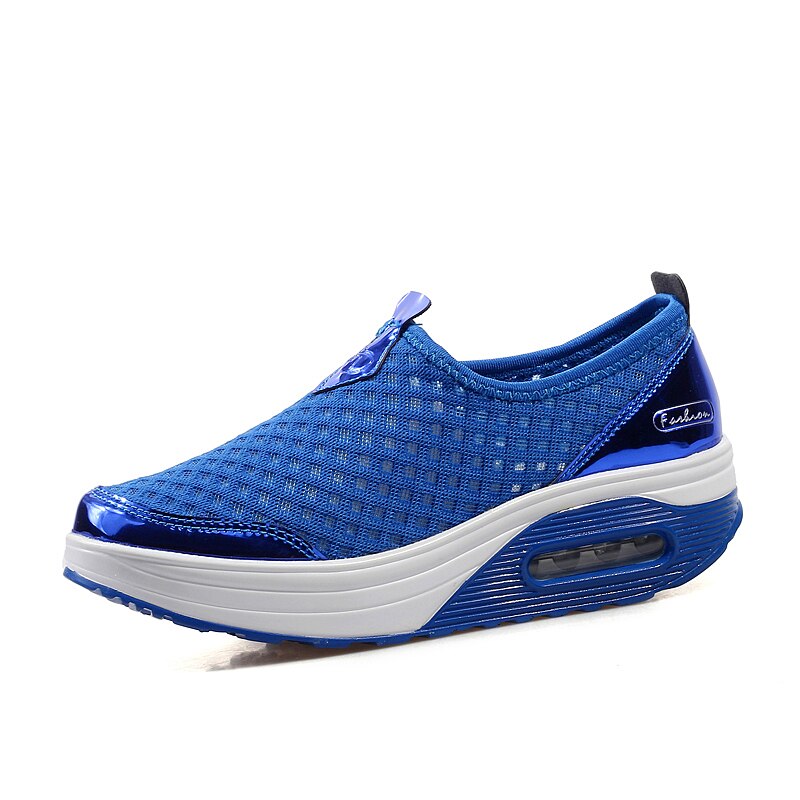 nuevos zapatos de Swing de malla de aire para mujer plataforma de cojín de aire zapatos de caminar de Fitness mujeres Slip On zapatillas de aumento de altura