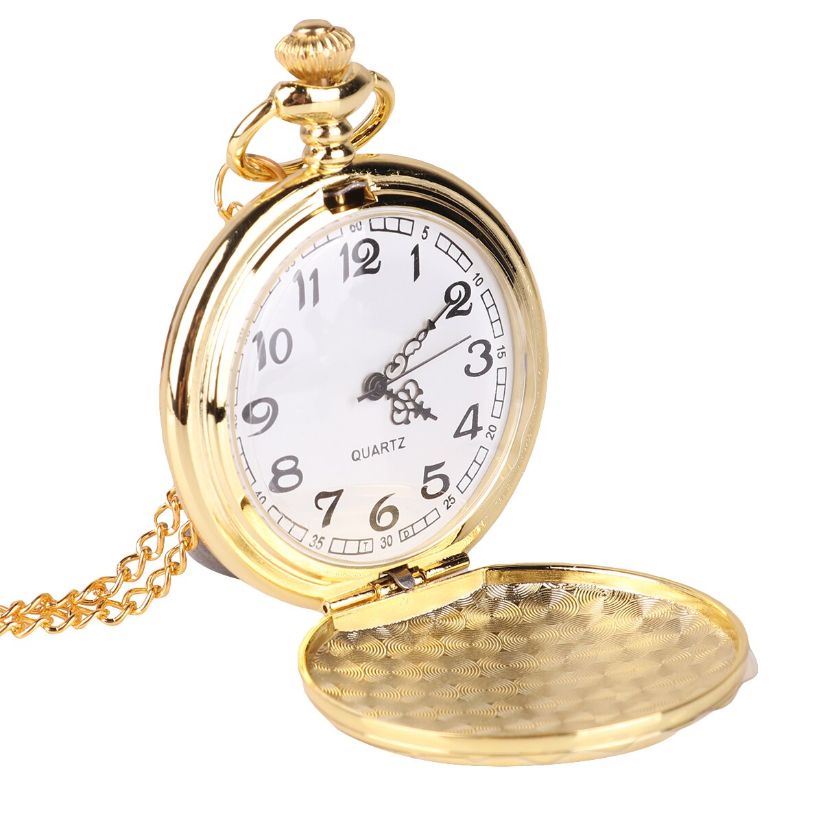 Black Smooth Stainless Steel Case Modern Pocket Watch Men: Gold
