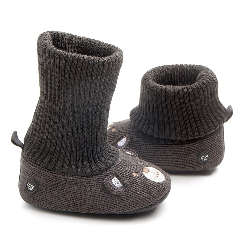 Novo 2018 inverno botas de bebê bonito urso animal meninas meninos tricô botas super manter quente infantil sapatos da criança 0-18 m