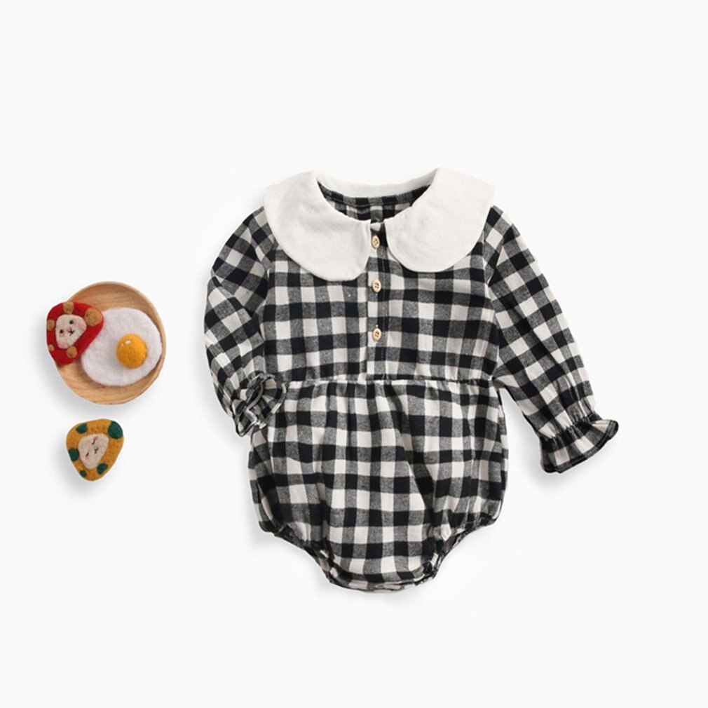 Été bébé barboteuse coton manches courtes Triangle barboteuse pour bébé garçon et fille noir/gris et blanc Plaid été bébé vêtements: Black / 6M