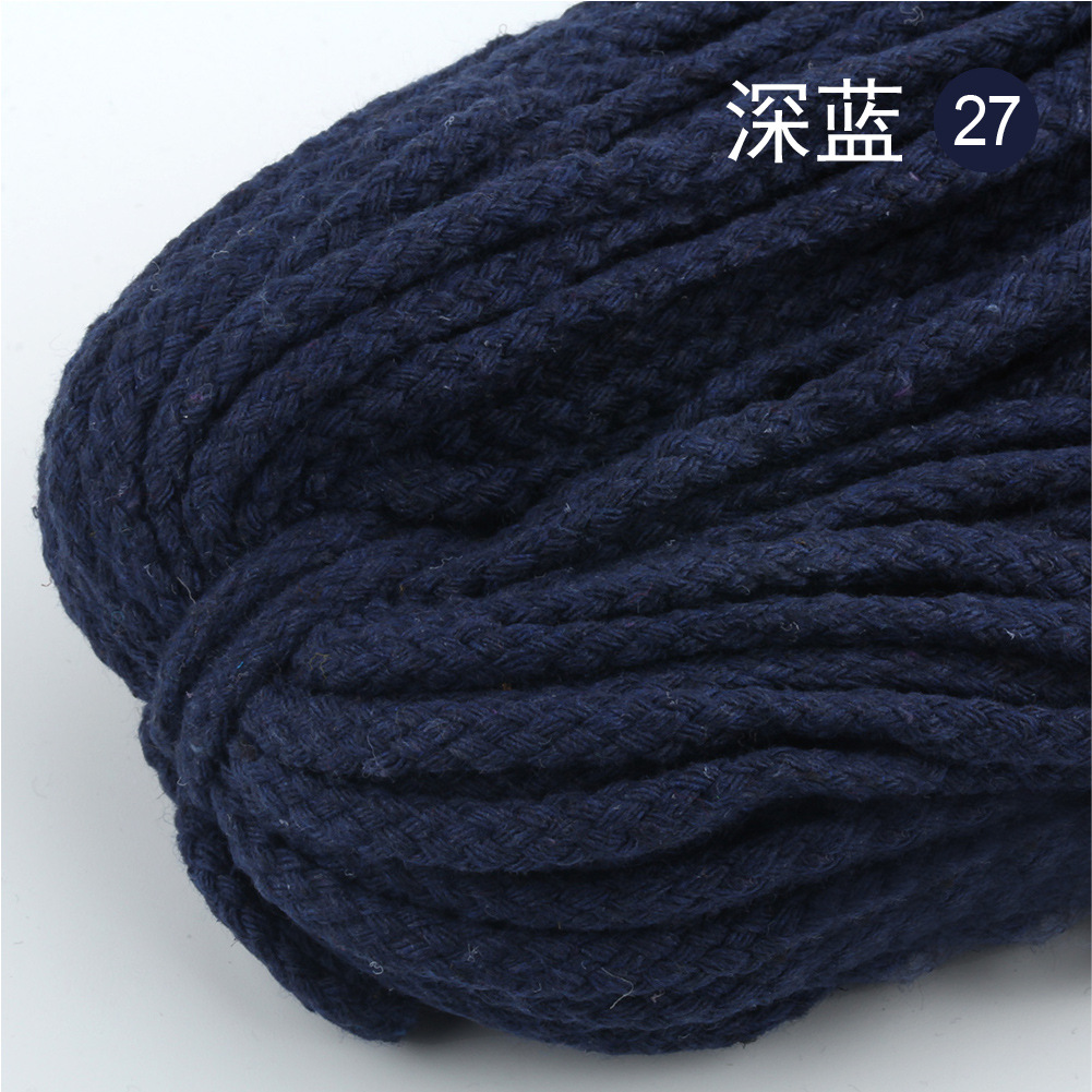 10Yards 5Mm Gekleurde Twisted Cord Touw 100% Katoenen Touw Cords Craft Decoratieve Twisted Diy Handgemaakte Tas Trekkoord Accessoires: Dark blue