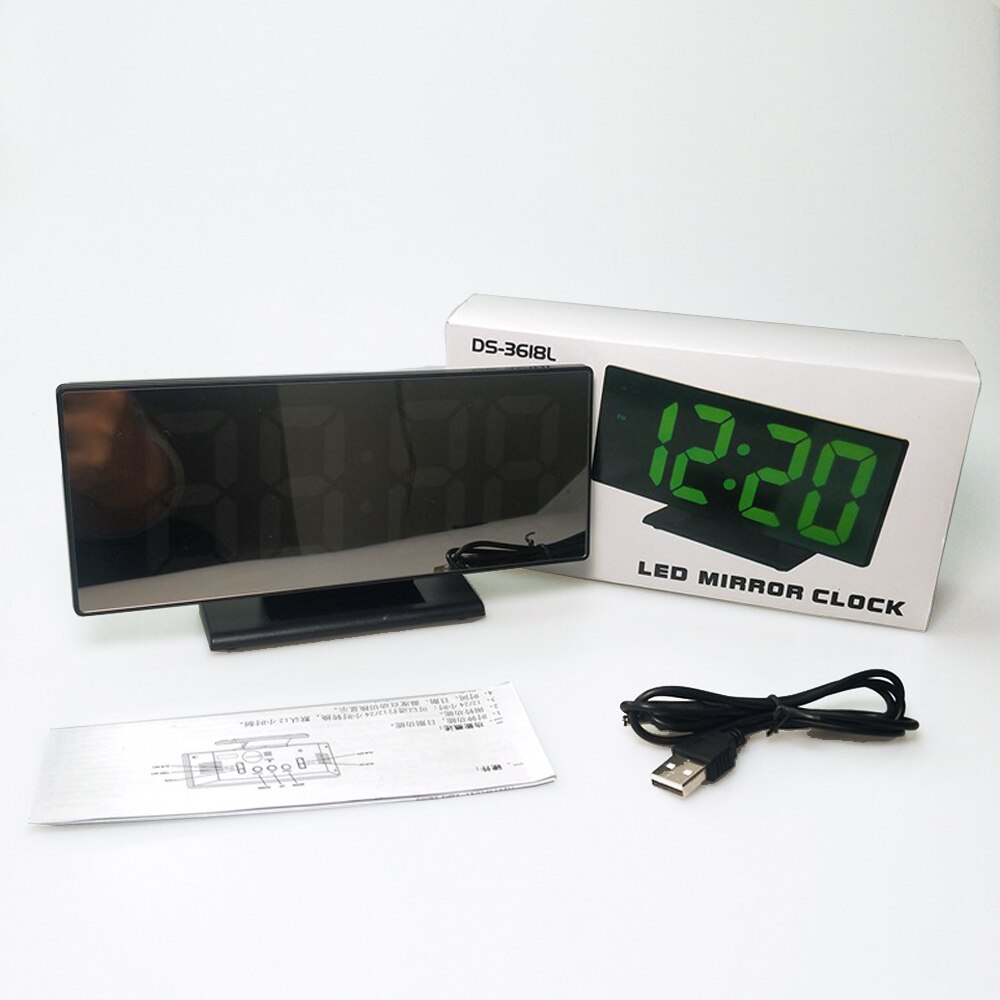 Digital Alarm Clock LED Mirror Electronic Clock Large LCD Display Clocks Noiseless Digital Table Clock With Temperature Calendar