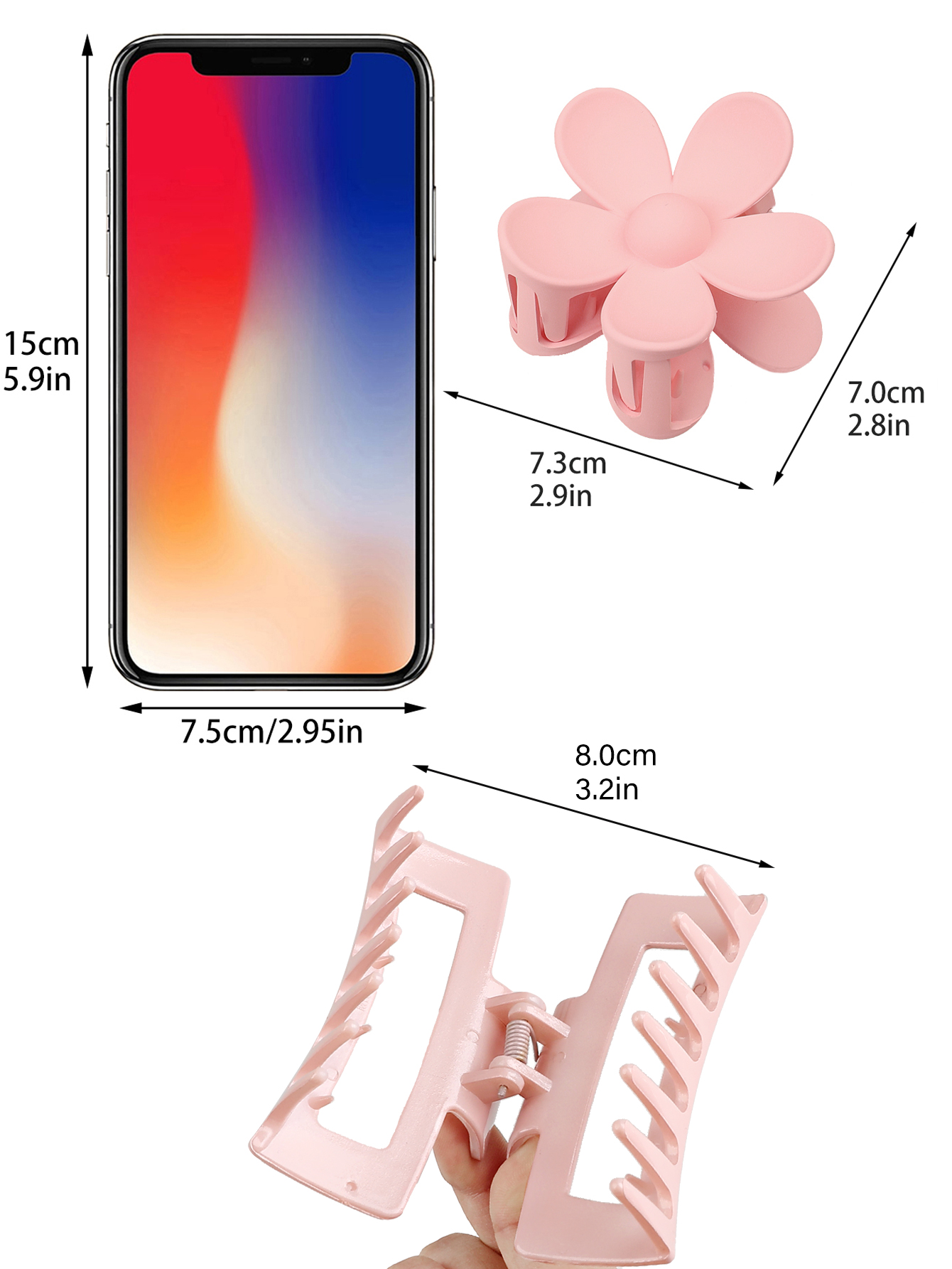 4 pçs cores rosa grampos de garra de cabelo acessórios com multi-estilos, clipes de garra de flor para cabelo grosso, grampos de cabelo para mulher antiderrapante