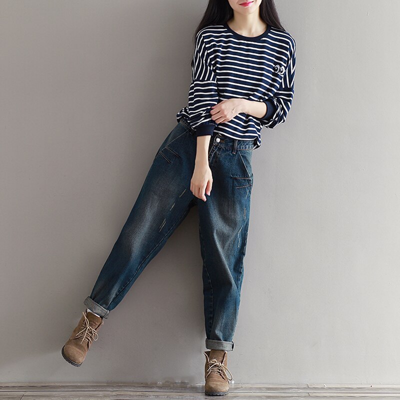 Jean sarouel pour femme, pantalon Denim décontracté, grande taille 3XL, ample, Vintage, style Boyfriend, collection automne hiver
