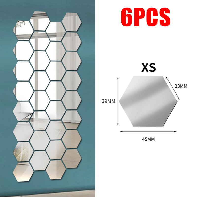 3D zeshoek spiegel muurstickers DIY muur spiegels sticker verwijderbare zelfklevende esthetische mozaïek tegels stickers woondecoratie