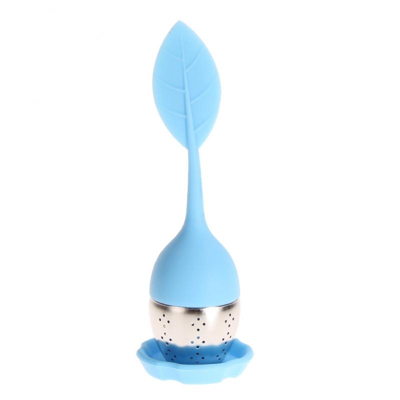 1Pc Silicone Thee-ei Veiligheid Theezakje Theezeefje Voor Thee Pot Cup Gebruik Leuke Mensen Vorm Thuis keuken Bar Thee Filter: Blue