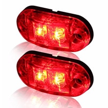 Red LED Car Side Marker Lights for Trailer Truck Pickup RV Oval 2.5" 5pcs Amber and 5pcs