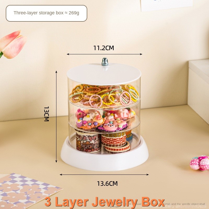 Children'S Hair Accessories Storage Box Multi-Layer Rotating Hair Clip Finishing Girl'S Hair Rope Rubber Band Jewelry Box #3912: black
