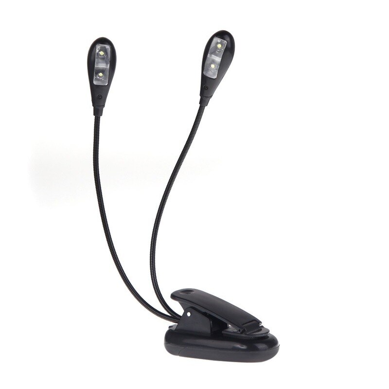 Klip -on 2 dobbeltarme 4 led bog nodestativ lys lampe sort til klaver violin musikinstrumenter performance