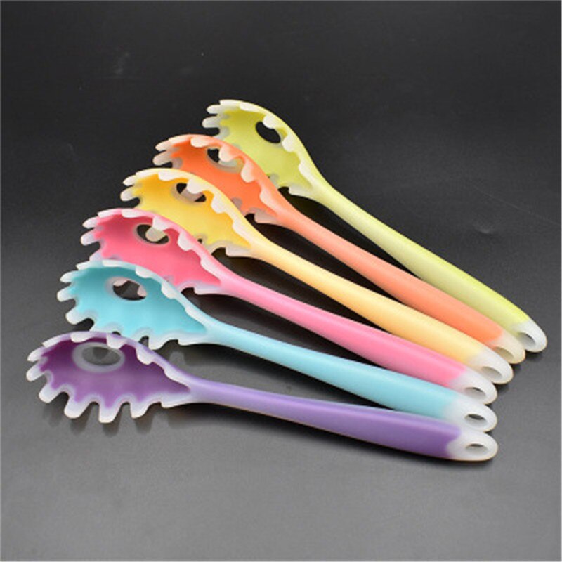 Long Handle Pasta spoons Spaghetti Spoon Fork Server Silicone Pasta Noodles Scooper Kitchen Cooking Utensil