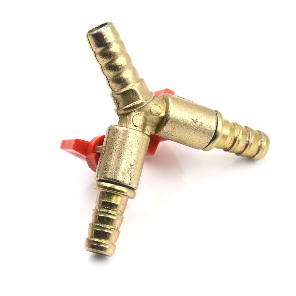 1/4 "12mm jardín automotriz 3/8" 10mm latón Y 3 de riego válvula de bola de cierre pinza accesorio para manguera Barb combustible Gas agua petróleo