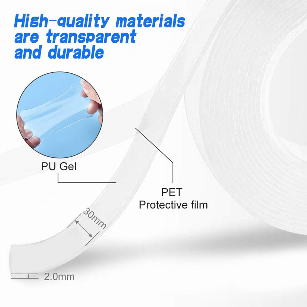 3M Nano Magic Double Sided Face Tape Adhesive Transparent Clear Tape tape Sealing Reusable Waterproof Sticky Wall Tape Bathroom