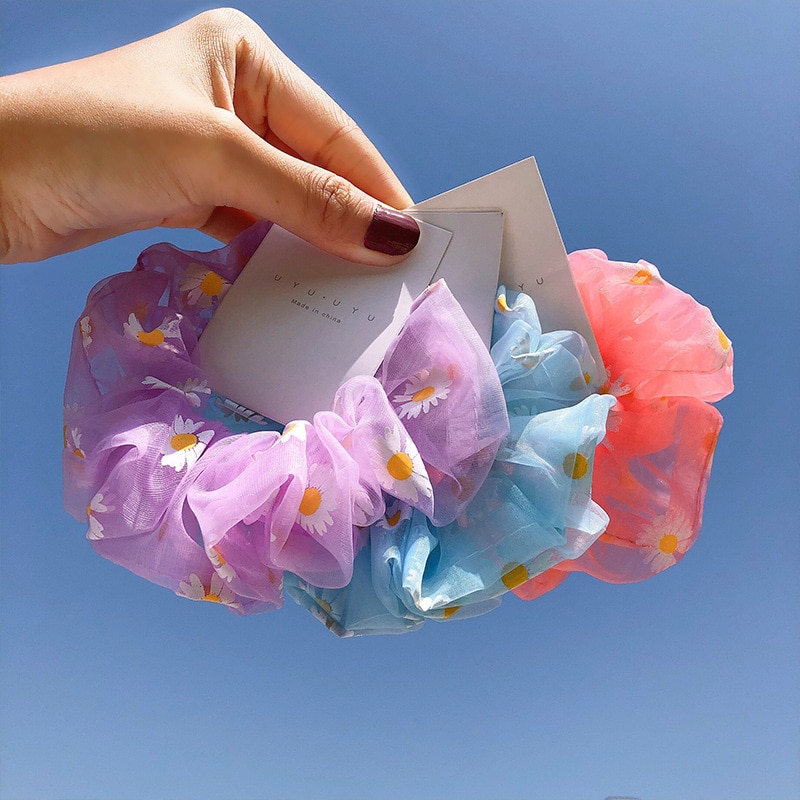 Diadema de margaritas de malla para niña, lazos para el pelo, accesorios para cabello de mujer, tocado