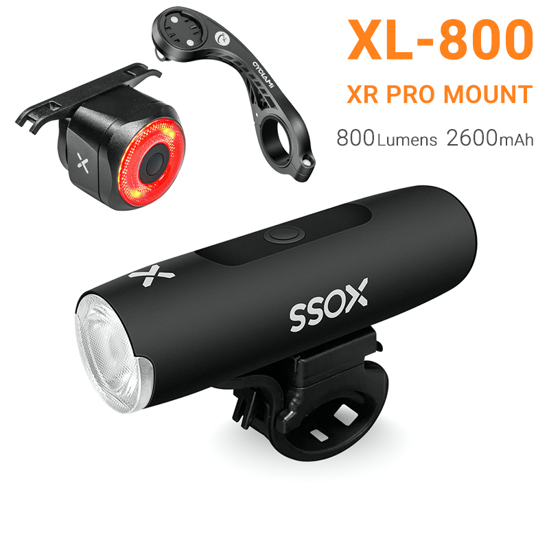 XOSS XL800 Bike Headlight USB Rechargeable Road MTB Front Lamp Bicycle Light XR Pro Team Sync Bike Tail Light Auto Brake Sensing: Burgundy