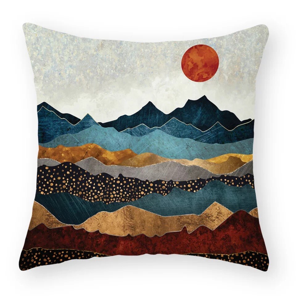 Landschaft Geometrie Serie Pfirsich Haut Samt Kissenbezug Mikro Faser Hause Dekoration Kissen Decke Abdeckung: Schwarz