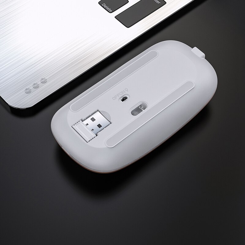 Rechargeable Mouse Wireless Silent LED Backlit Mice USB Optical Ergonomic Mouse PC Mouse for Laptop Computer PC White