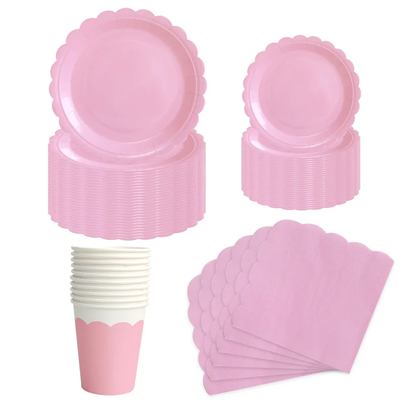 Effen papieren bordjes, bekers, servetten, tafelkleden en servies voor feestjes, kinderfeestjes en festivals.