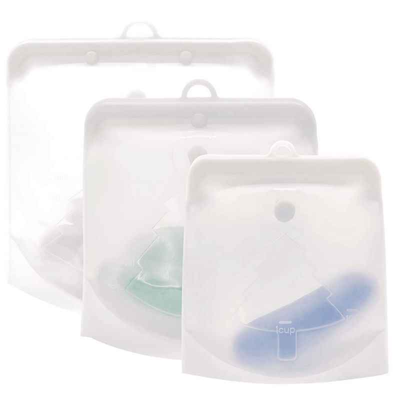 2er Pack Silikon-Lebensmittel beutel 1500ml 1000ml 500ml auslaufs ichere Behälter wieder verwendbarer frischer Beutel Lebensmittel-Aufbewahrung beutel Gefrier beutel Snack behälter