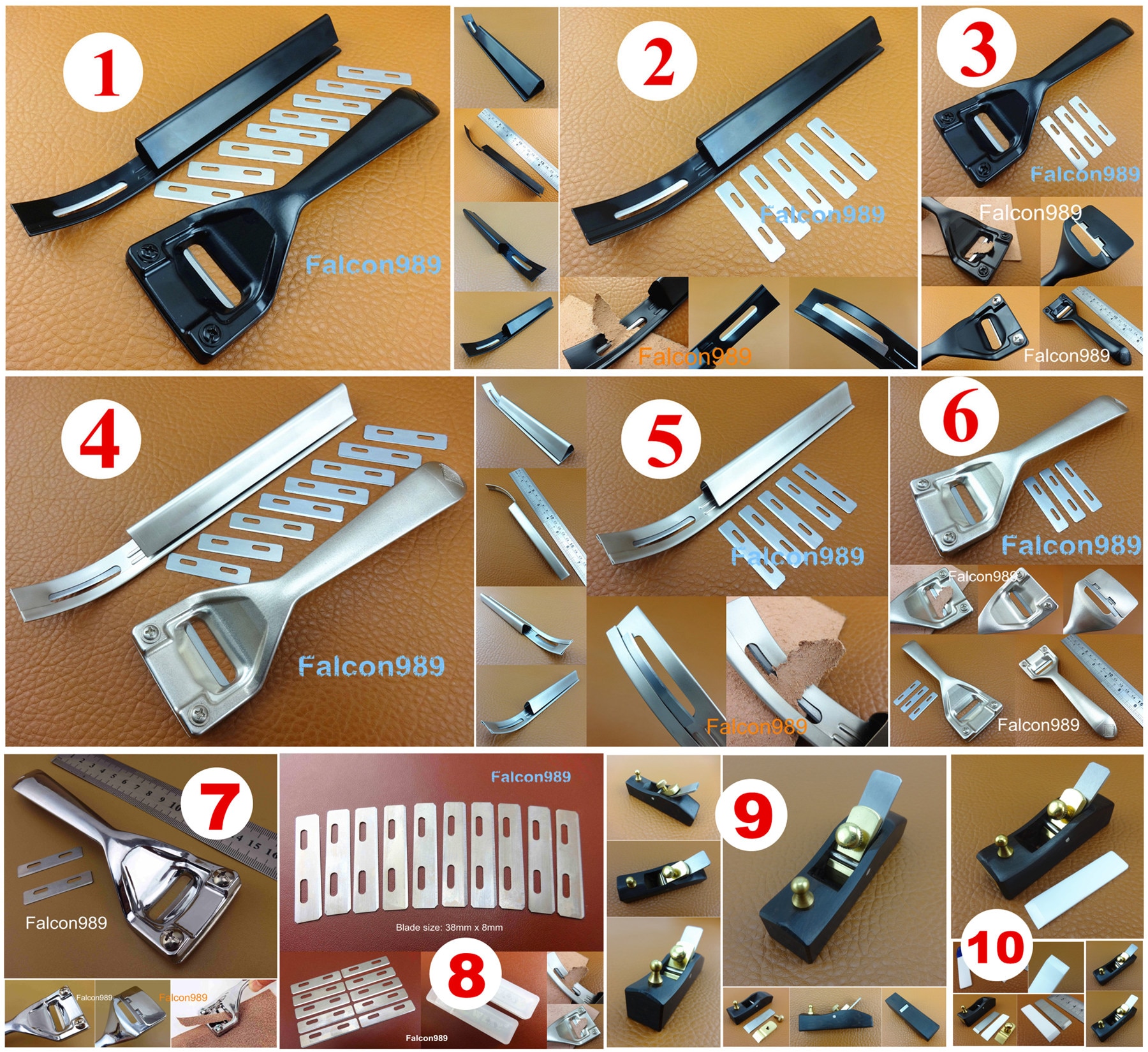 10kinds Leather Craft Super Edge Skiving Skiver Thinning Leather Folds Seams Tool - Edger Creaser Groover Skiver Beveler Knife