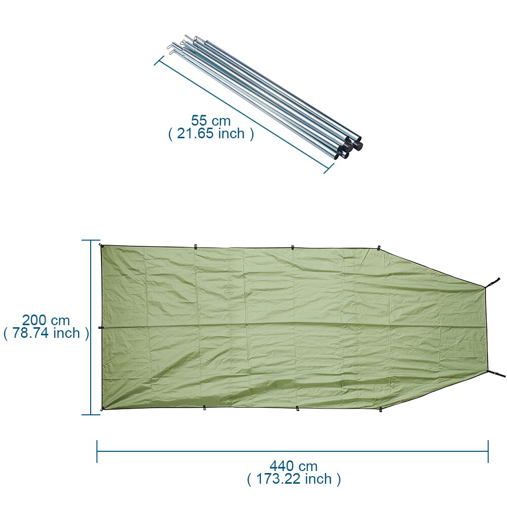 Car Trunk Camping Tent Sunshade Waterproof Portable Car Side Awning Rooftop Sun Shelter Shade for Canopy Outdoor Travel Hiking: 440x200cm
