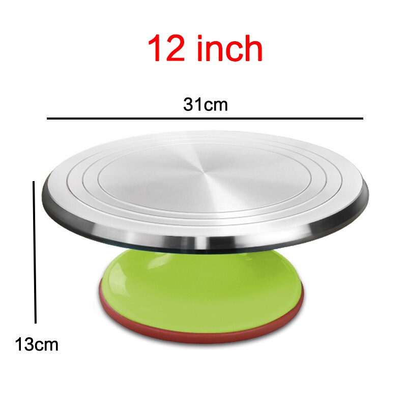 8-12 Inch High Cake Turntable Platform Aluminum Alloy Rotating Baking Stand Decorating Tools Mould Scale Maker Dessert: Green 12 inch