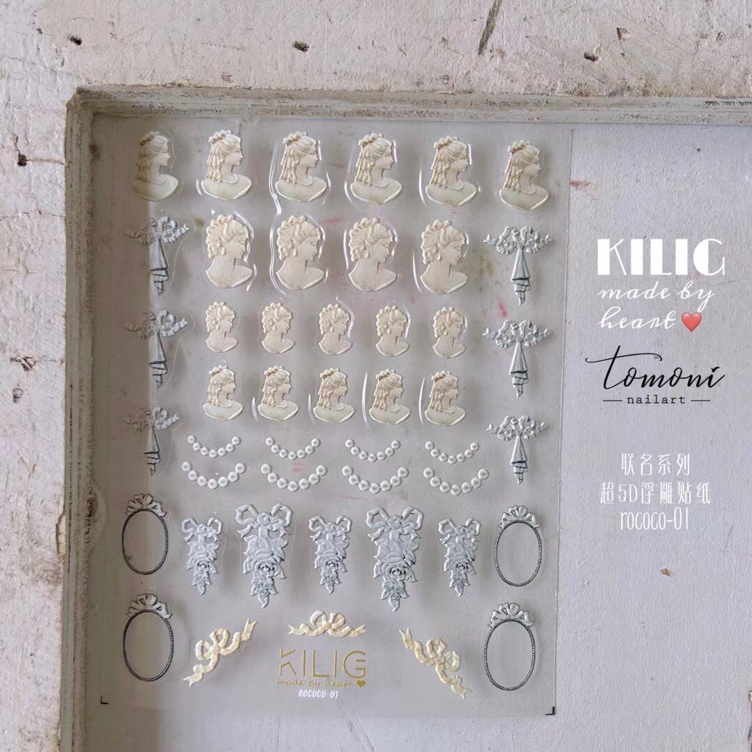 Nail art mærkat manicure designs kilig rokoko stil selvklæbende negle dekoration mærkat
