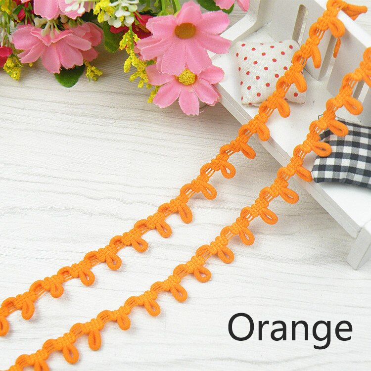 3Meters 14mm Nylon Stretch Back Collar Buttons Tabs Elastic Loop Trim Tiny Round Lace Ribbon For Wedding Dress Button Buckle: Orange
