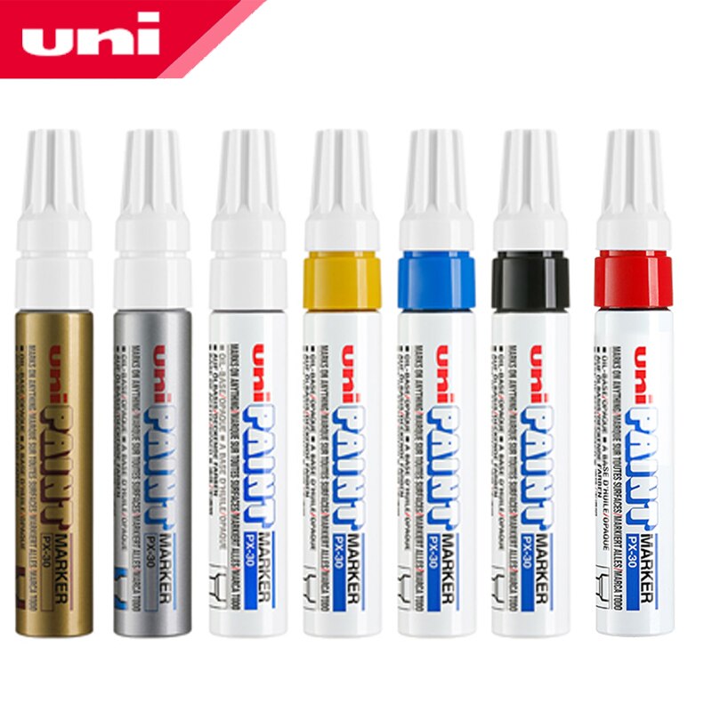 7pcs Japan UNI PX-30 Paint Pen Thick Word Wide Touch Up Pen Notes Industrial Pen Oblique Head Thick Oily Pen Permanent Marker: Mixed