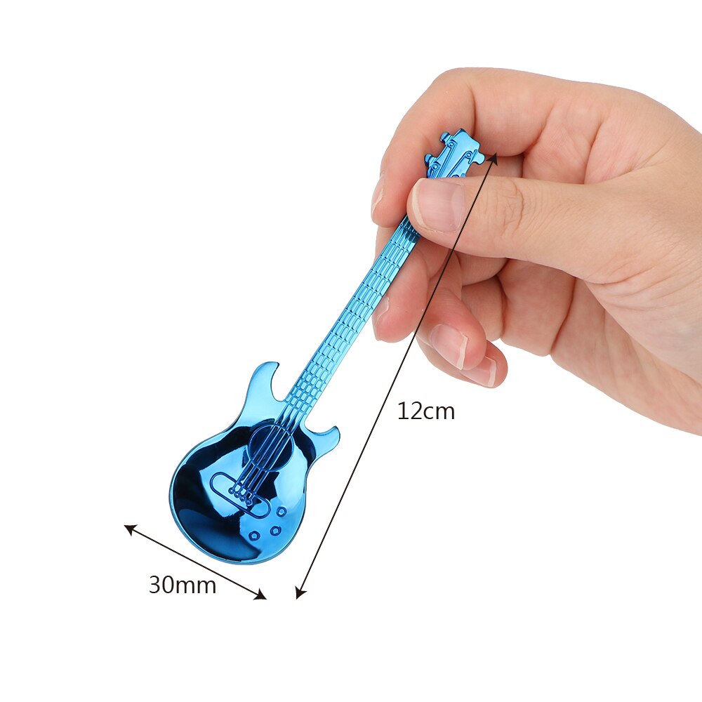 Pieni tee-kahvilusikka jäätelö jälkiruokalusikat aterimet kotikeittiöön ruostumattomasta teräksestä valmistettu kitaralusikka pitkävartinen