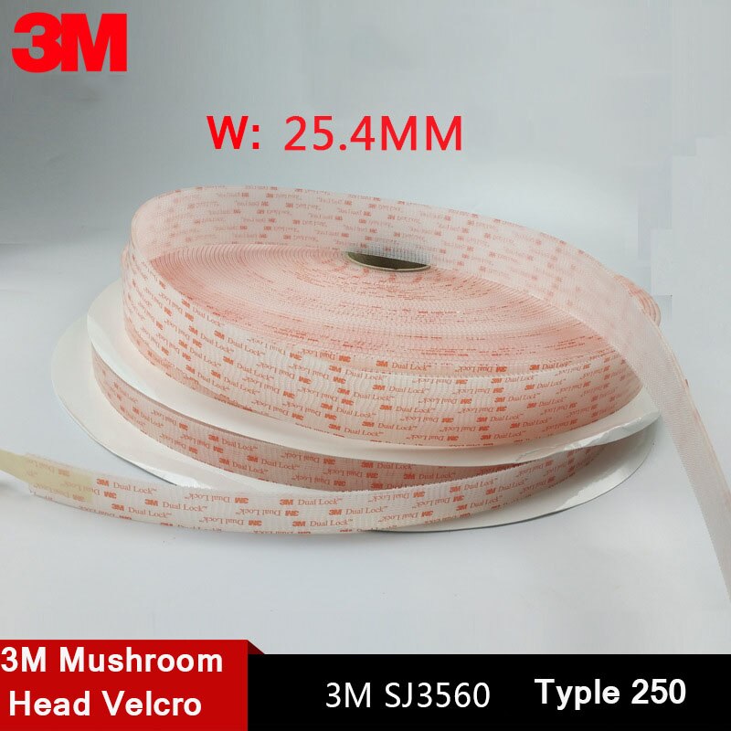 5Meters 3M Dual Lock SJ3550 Black and SJ 3560Transparent Mushroom Adhesive Fastener Tape Velcros Adhesivo Type 250/25.4mm Width