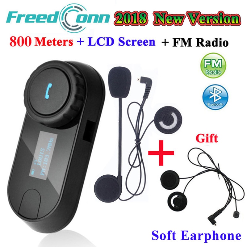 Freedconn TCOM-SC Bluetooth Intercom Motorhelm Draadloze Headset Interphone Met Lcd Fm Radio + Extra Zachte Oortelefoon