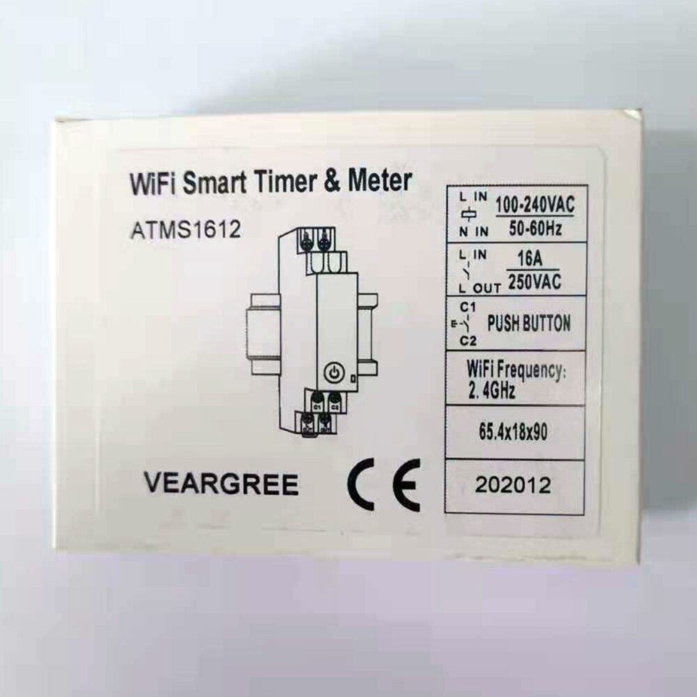 ATMS1612 16A 250VAC Wifi Smart Tijd & Elektriciteit Meter Tuya App Timer