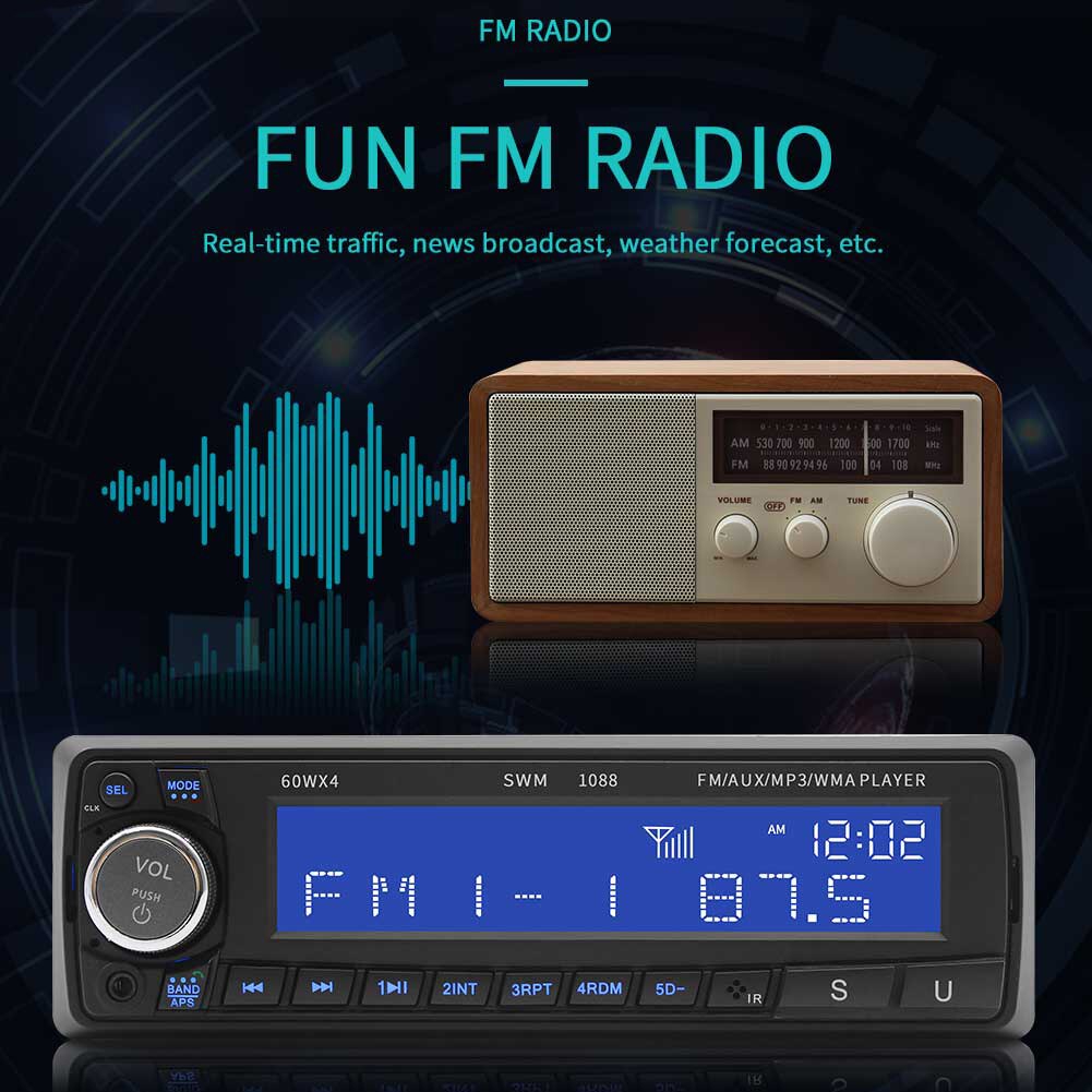 SWM-1088 autoradio Bluetooth AUX-in TF U disque lecteur MP3 unique 1 DIN Auto stéréo dans l'unité de tête de tableau de bord