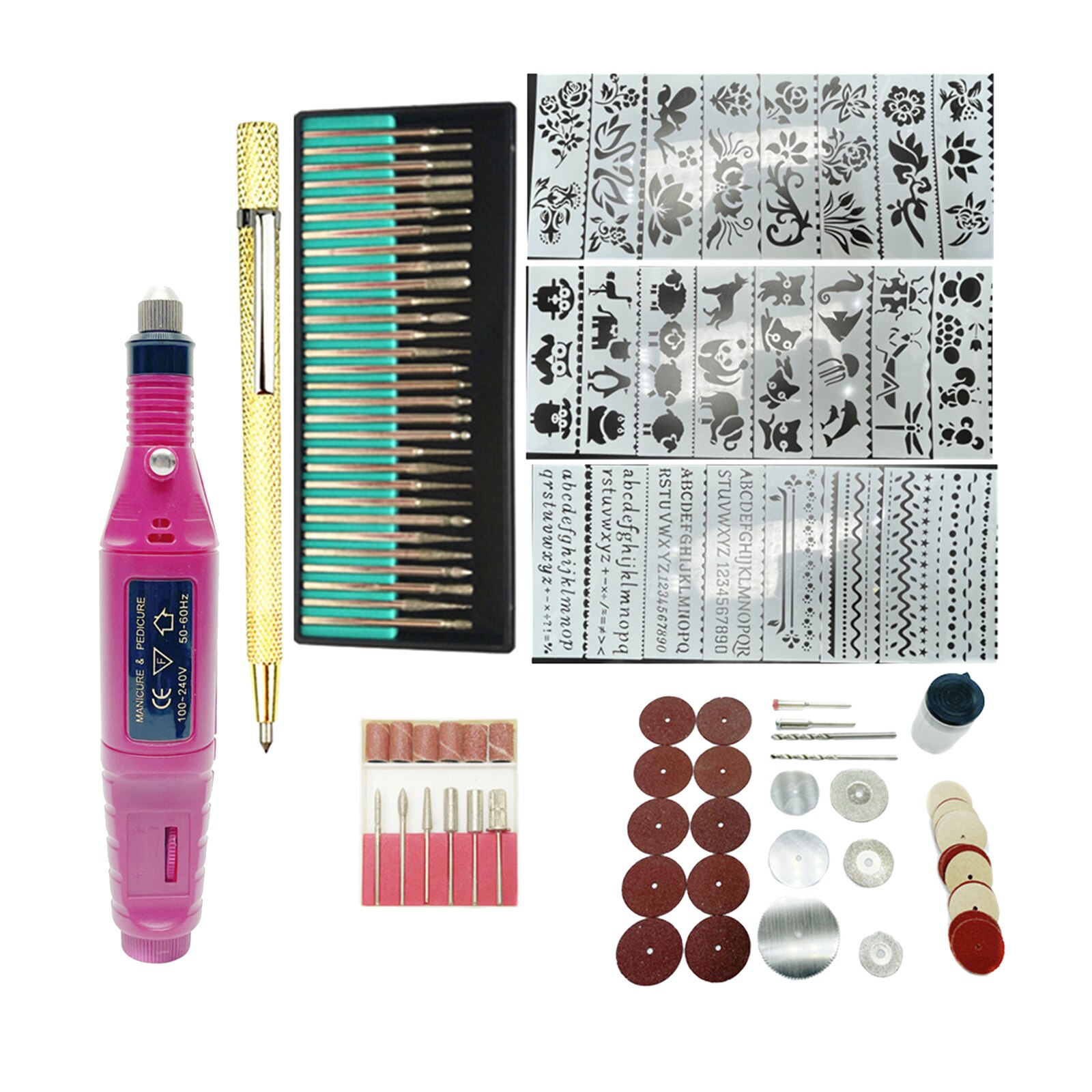 108x Engraving Tools Electric Wired Micro Engraver Carving Etching Pen Stone Glass Wood Mini Engraver Glass Ceramic Palstic DIY