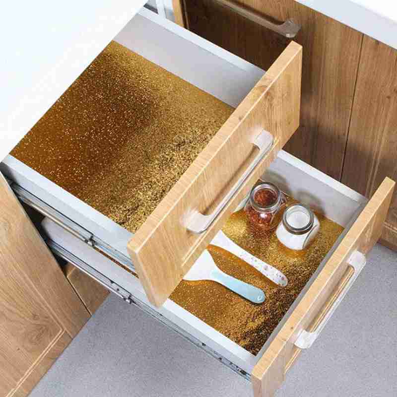 Guld komfur køkkenolie bevis mærkat høj temperatur kabinet klistermærke folieresistent aluminium selvklæbende vægpind hætte  w0 n 0