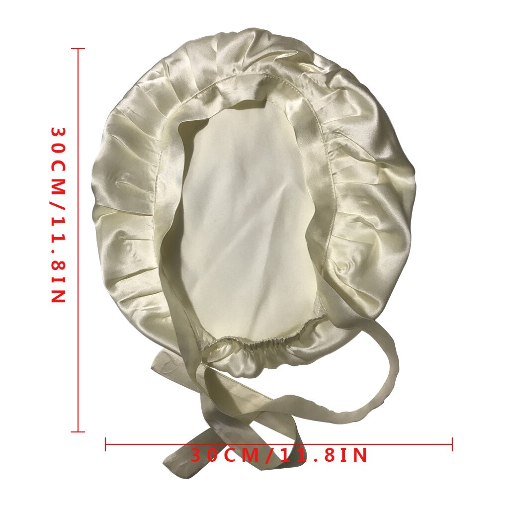 Mulberry Silk Nightcap Sleeping Cap Pure Silk Hair Wrap Adjustable Elastic Band Sleeping Beanie: Light yellow