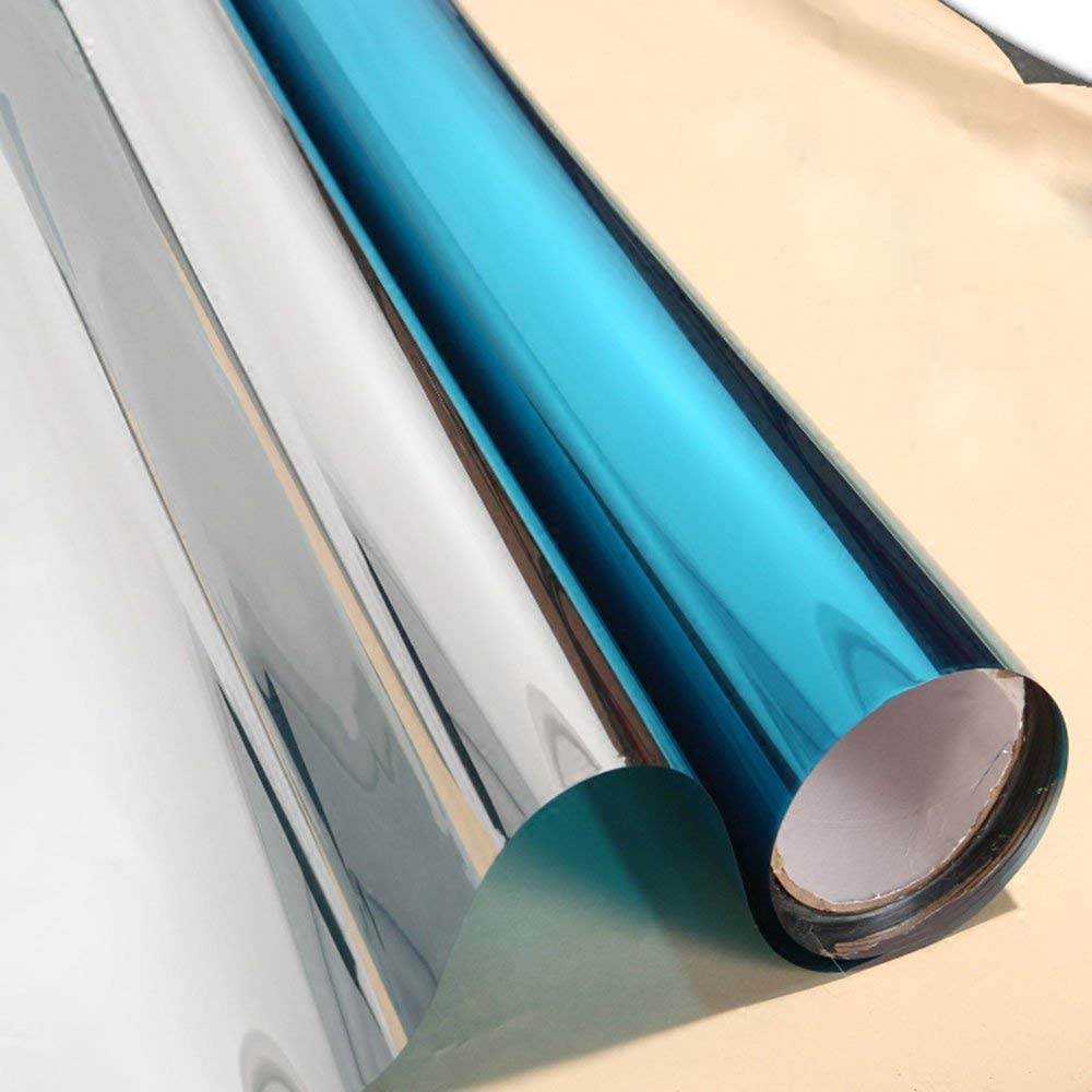 Envejsspejl sunice 100 cmx 152cm blå & sølv kontorfarvning spejlreflekseffekt uv + isolerende klistermærke sommerbrug