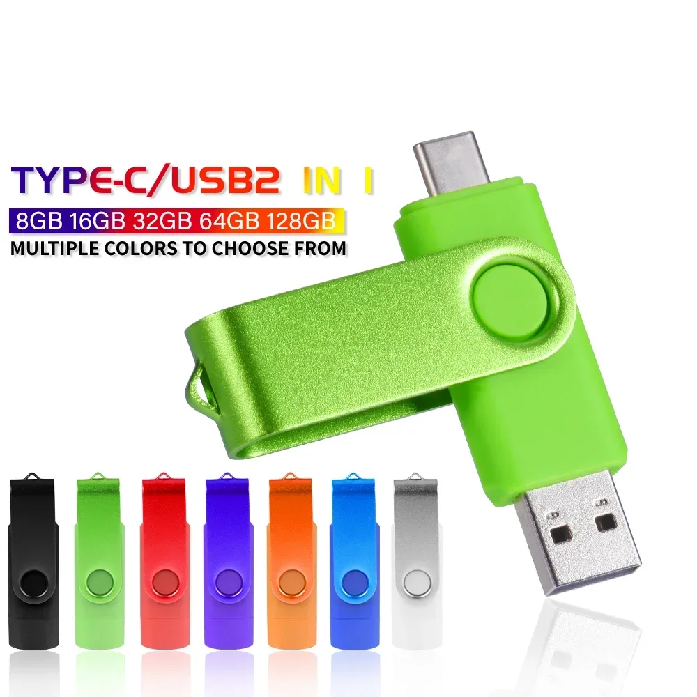 TYPE-C USB Flash Drive 128GB Rode Hoge Snelheid Pen Drive 64GB Donkerblauwe Memory Stick 32GB Draaibare USB Stick 16GB Kleurrijke U Disk